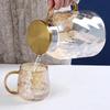 Amber Diamond Texture Glass Teapot and Cup Heat-Resistant Cold Water Jug Transparent Coffee Tea Mug Home Water Carafe Teapot