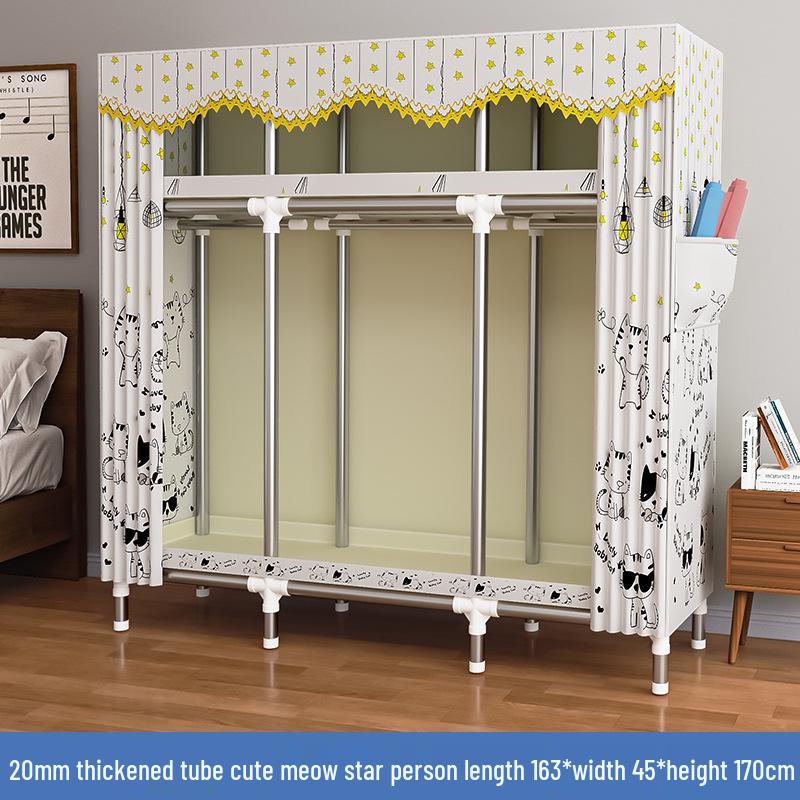 Thickened Steel Pipe Fabric Wardrobe for Dorm or Bedroom Storage