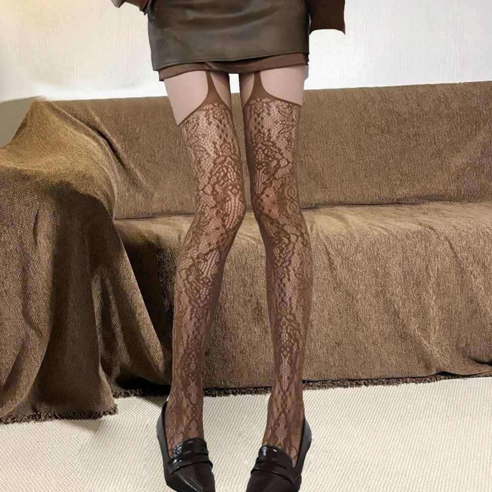 Ultra-thin Lace Suspender Stockings Transparent Mesh Pantyhose Comfortable Leggings Women  Summer