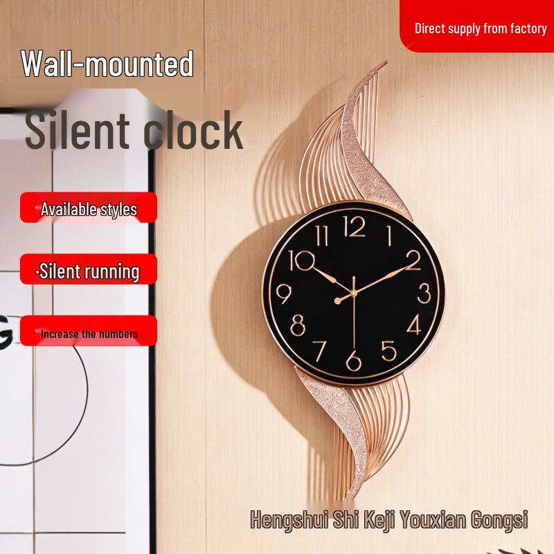 Home Living Room Silent Quartz Wall Clock with Glass Mirror Surface