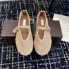 New woven hemp rope one-word buckle ballet shoes women's flat comfortable Mary Jane women's single shoes