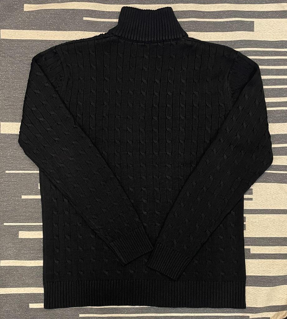 Embroidered Autumn-Winter Cable Knit Polo Sweater: Half-Zip Pullover with High Neck for Couples