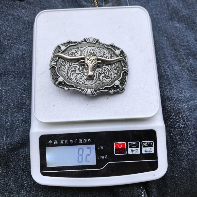 Western Cowboy Retro Bull Head Men's Belt - Embossed American Style Trendy Jeans Belt