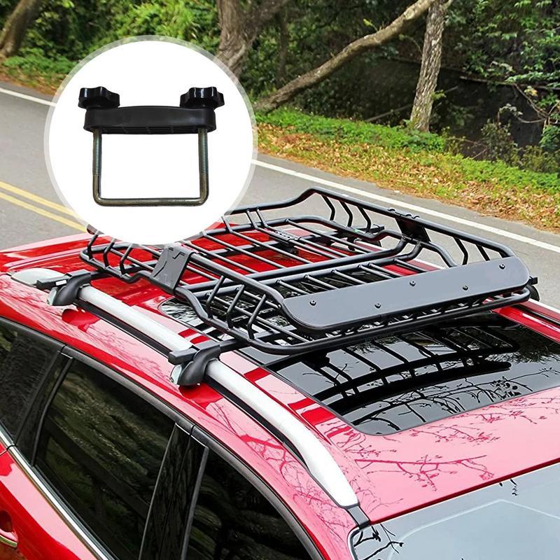 Roof Rack Clamps Luggage Rack Accessories Tools Roof Box U-Bolt Clamps Metal U-Bracket Clips With Lock Nuts Detachable Bar