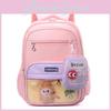 Cute Leaf Footprint Printed Children Backpack With Coin Purse And Plush Toy For School Use