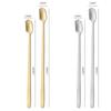 Stainless Spoon Square Teaspoon Long Handle Mixing Stirring Coffee Tea Spoons Dessert Ice Cream Mini Scoop Kitchen Tableware