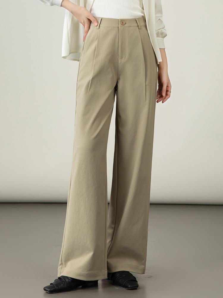 2025 Autumn Women's High-Waisted Wide-Leg White Casual Pants