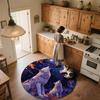 Two White Wolves,Round Area Rug,Carpet Rug for Living Room Bedroom Sofa Playroom Decor,Non-slip Floor Mat