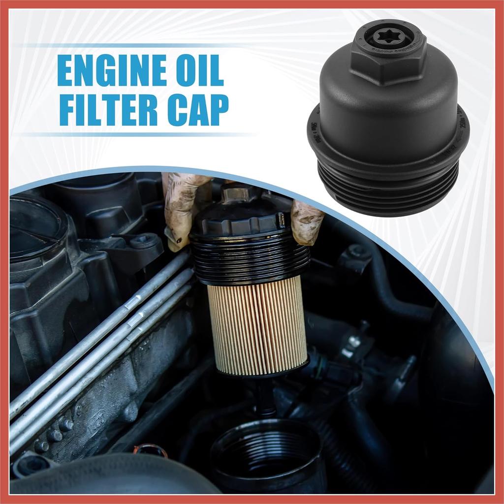 ACROPIX Engine Oil Filter Housing Cover Cap No.11428575907 for BMW X1 28i 2.0L 2016-2019 for BMW X2 2018-2019 Plastic Black Car Parts