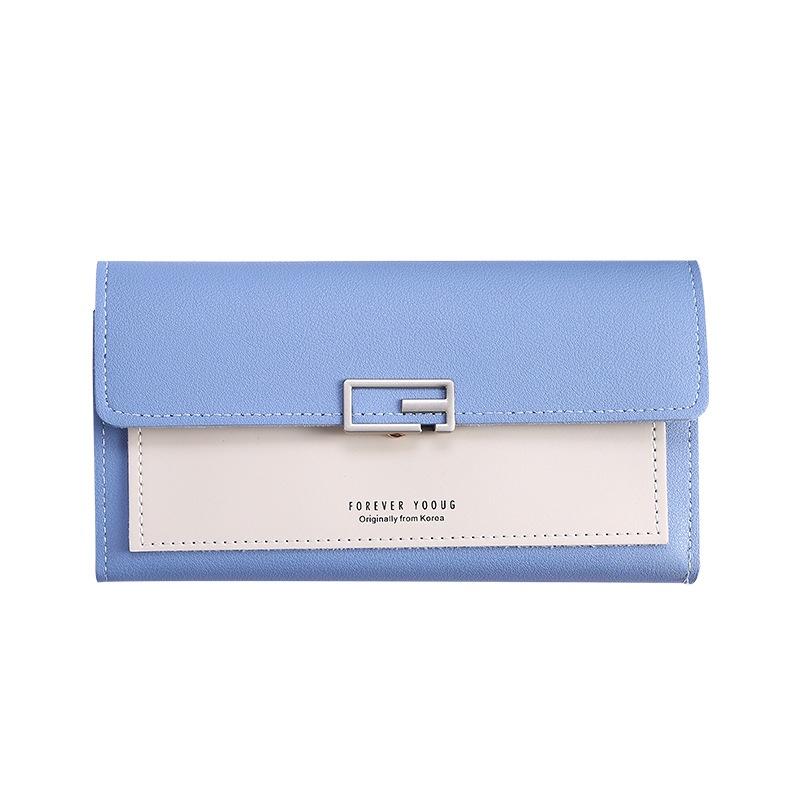 Wholesale 2023 New Korean Style Ladies Wallet Long Three-fold Wallet With Button Multiple Card Slots Coin Pocket