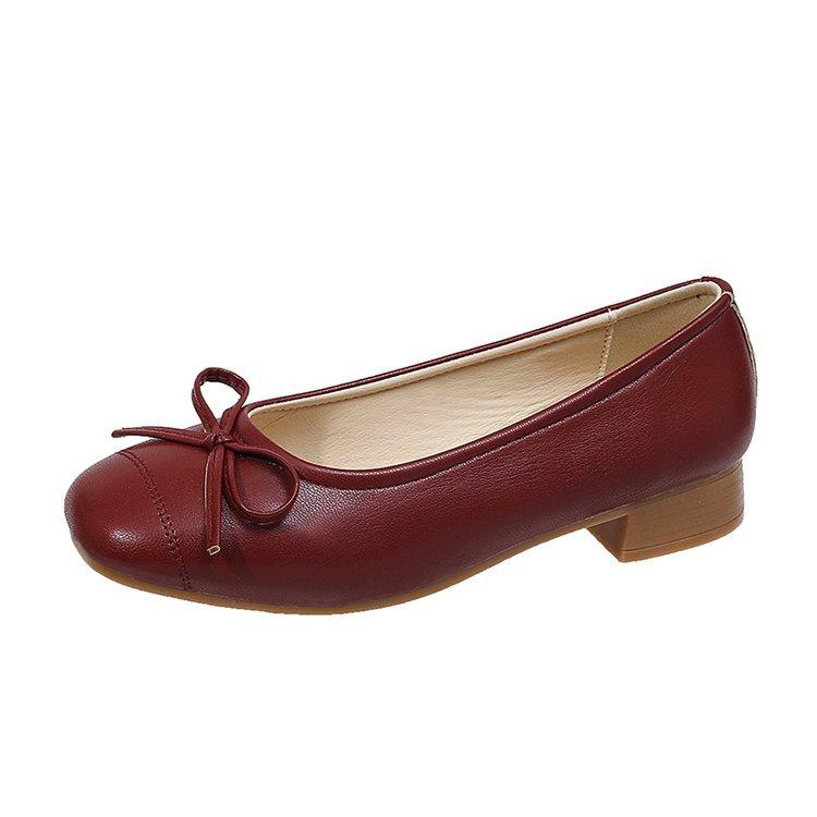 Mary Jane Shoes Women's Flats 2025 Autumn New Gentle Bow Doudou Shoes Soft Leather Soft Sole Shallow Mouth Single Shoes