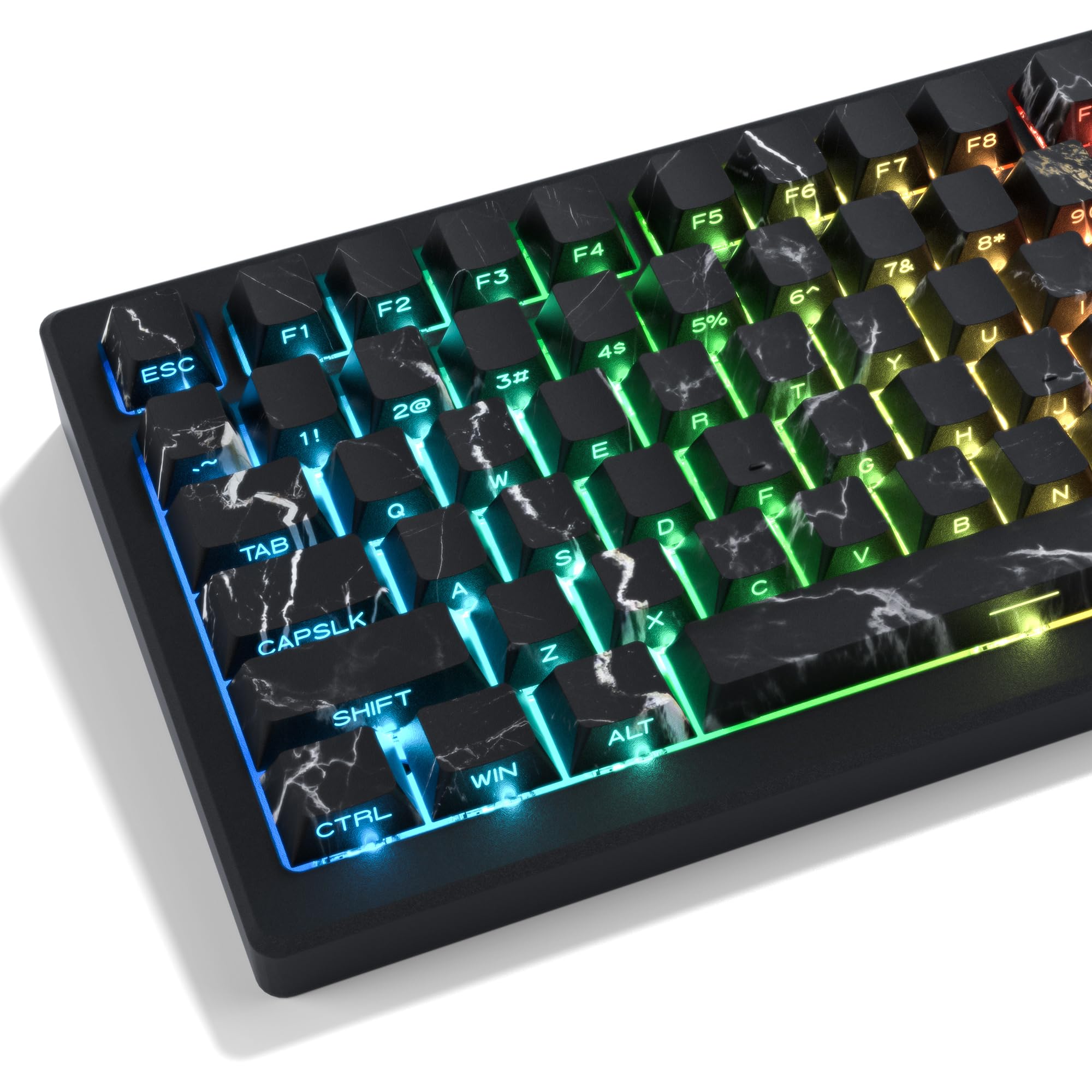 

Keyboard Keycaps PBT 131 Keys Marble Keycaps Side Print Keycaps Dye Sub Cherry Profile Custom Keycaps for Mechanical Keyboard Double Shot Marble