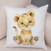 Watercolor Cute Animal Cushion Cover Sofa Home Decor Zebra Giraffe Hippo Monkey Lion Fox