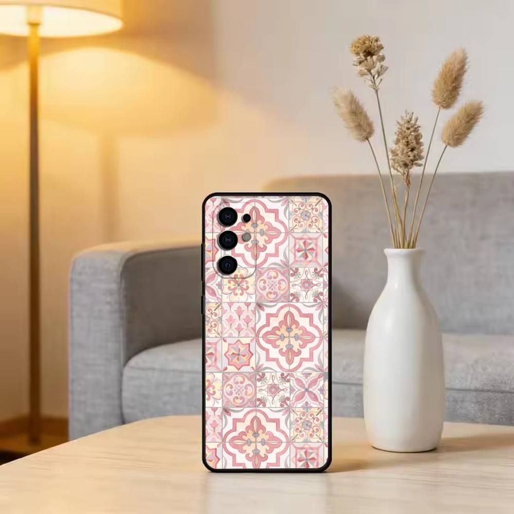 M-Moroccan T-Tile Phone Case For Samsung S25,S24,S21,S22,S23,S30,Ultra,S20,Plus,Fe,Soft Silicone Black Cover