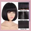 MERISIHAIR Short Straight Bob Synthetic Wigs with Bangs for Black Women Heat Resistant Wig for Cosplay Party Daily Hair