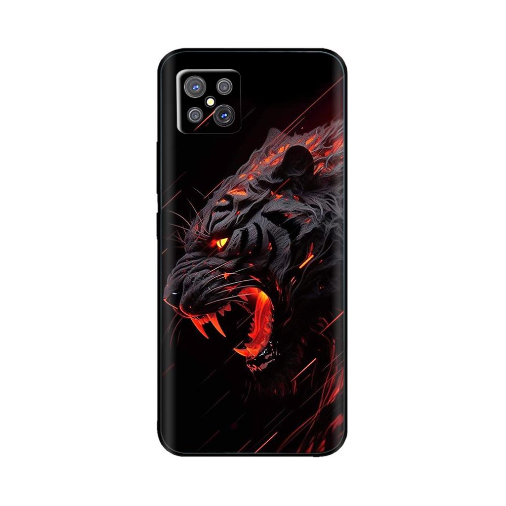 For Oppo Reno4 Z 5G Case Cute Cartoon Painted Black Silicone Soft TPU Back Cover For OPPO A92S Phone Back Bumper Shell Bag Coque