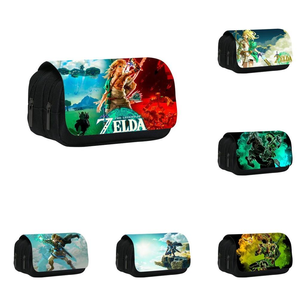 Legend Of Zelda Double Layer Pencil Case With Nylon Material For Students Organizer Storage