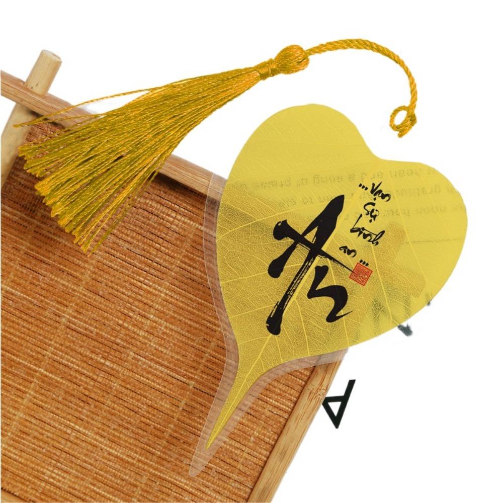 

5Pcs Handmade Southeast Asian Bookmark DIY Bookmark Pendant Vintage Bodhi Leaf Vein Bookmark Study Style 16