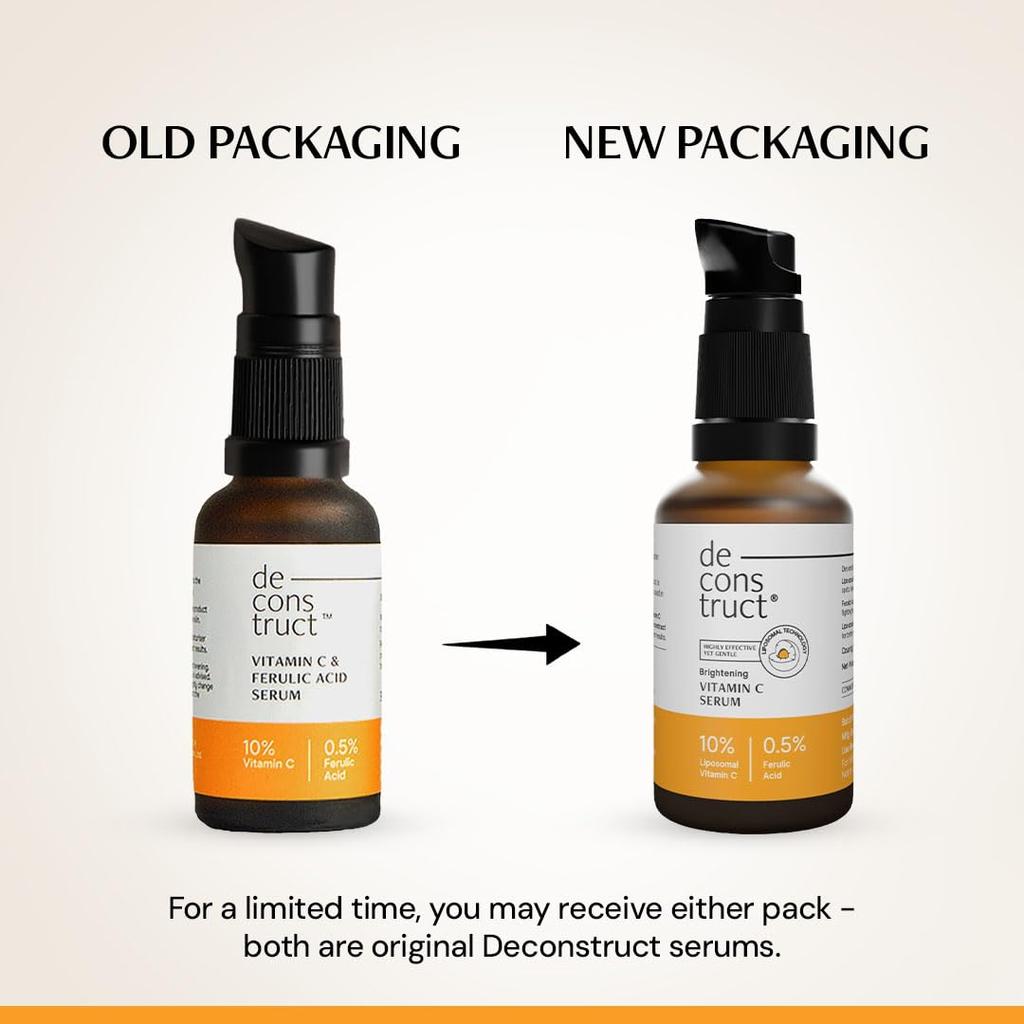 Deconstruct 10% Vitamin C Serum for Brightening| Powered by Liposomal Technology for Visible Glowing Skin|Targets Dull & Uneven Skin Tone |For Oily