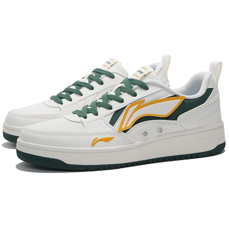 New LiNing Sports Life Collection Coverage Warm Slip Resistant Low Top Skateboard Shoes White Green AGCS135-4