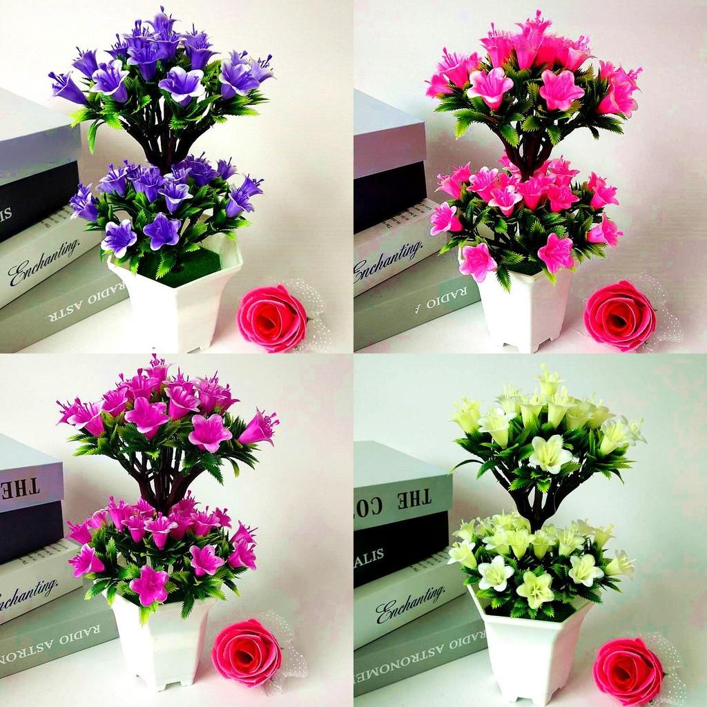 Lily Flower Artificial Potted Plant Simulated Green Plant Ornament Decoration