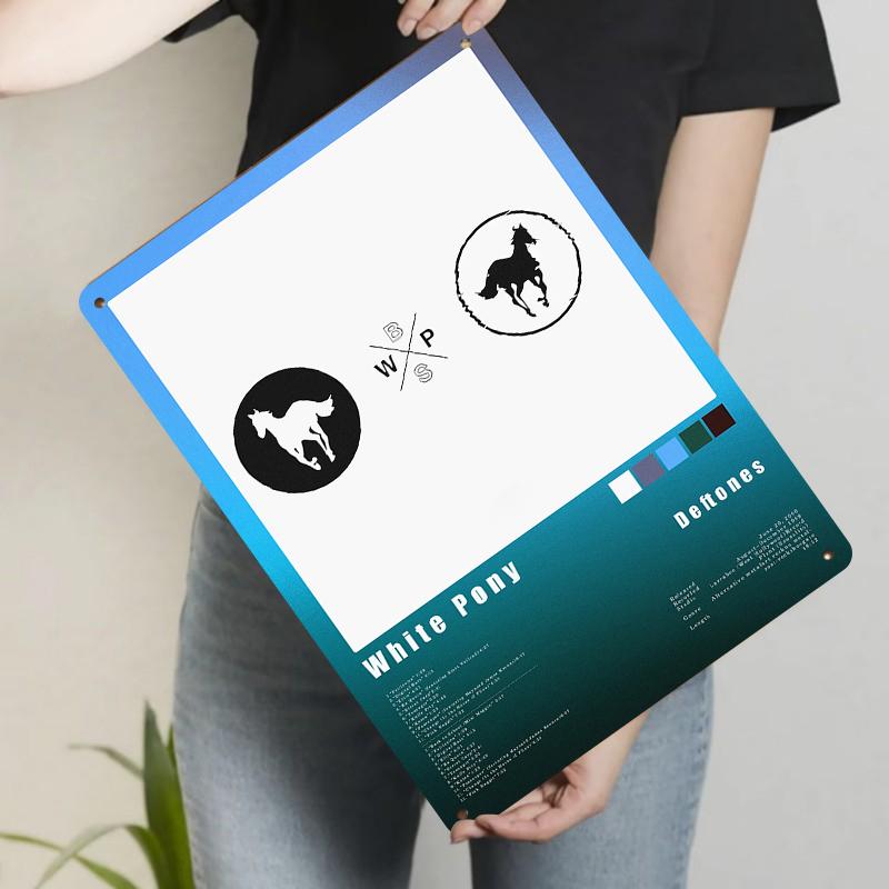 

Deftones White Pony Album Art Metal Wall Decor Music Band Logo Iron Painting for Home Bar Decoration 20x30cm（7.8x11.8inch）
