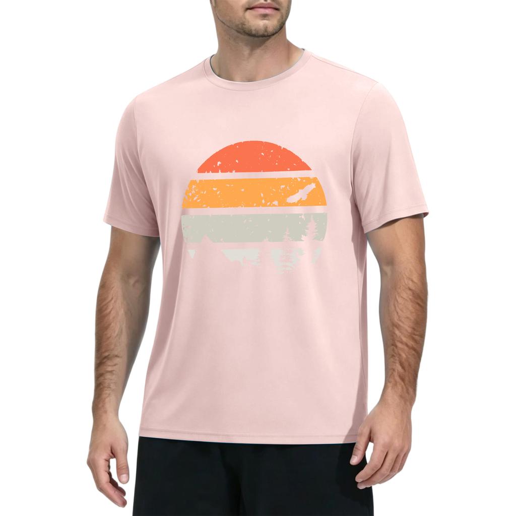 Men's Summer Quick Dry Short Sleeve T Shirt Sun Protection Fishing Gym Workout Athletic Top Lightweight Breathable Fabric