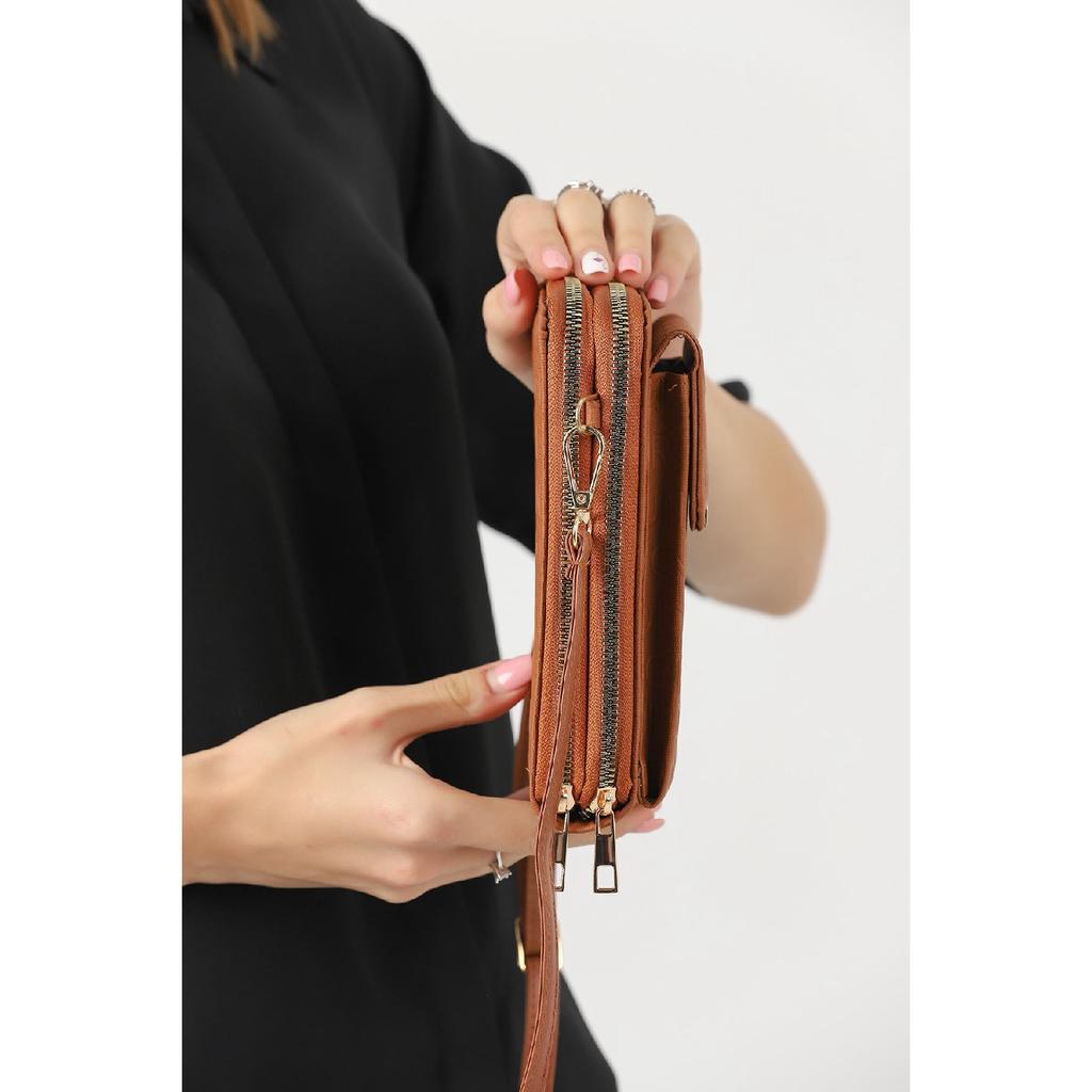 Unique Market Schwarze Damen-Handy-Umhängetasche mit 3 Fächern