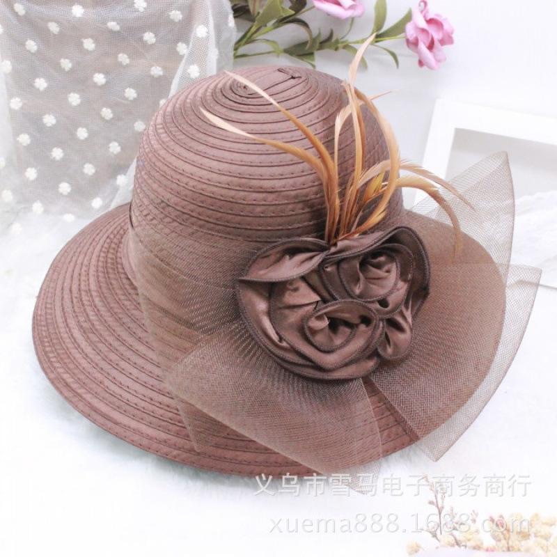 New organza summer women's cool hat basin hat outdoor sun hat sun hat flower big edge sun protection bucket hat