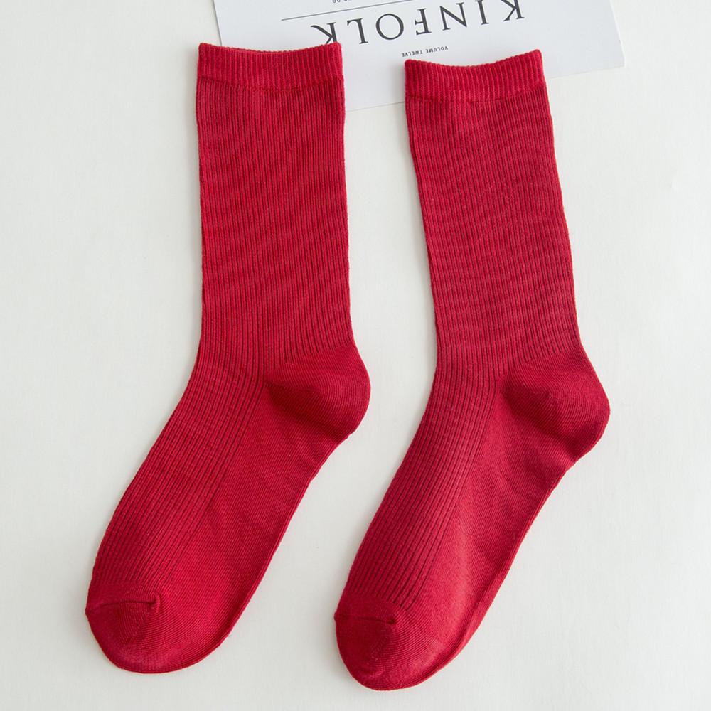 Chaussettes à Tube moyen de couleur unie pour femmes, antidérapantes, absorbant la sueur, bas légers résistants à l'usure