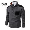 Podzim Zima Muži Svetr Zip Stojáček Límec Dlouhé Rukávy Pletený Pulovr s kapsou na hrudi Slim Fit Teplý Středně Délka Běžné Denní Top