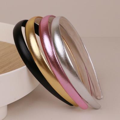 4 Stück/Set 1,5 cm Glänzende Kunstleder-Haarbänder für Damen Lässige Einkaufs-Kopfbedeckung Einfacher Prinzessinnen-Mädchen-Haarreif Zubehör