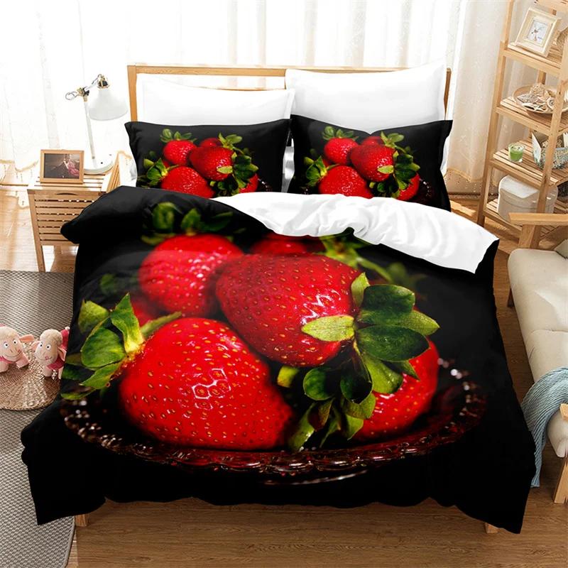 Fruit Duvet Cover Set Queen Size Quilt Covers Double Bed 220x240 3D Single Thin Bedding Set 2PCS 3PCS Pillowcase Full Twin King