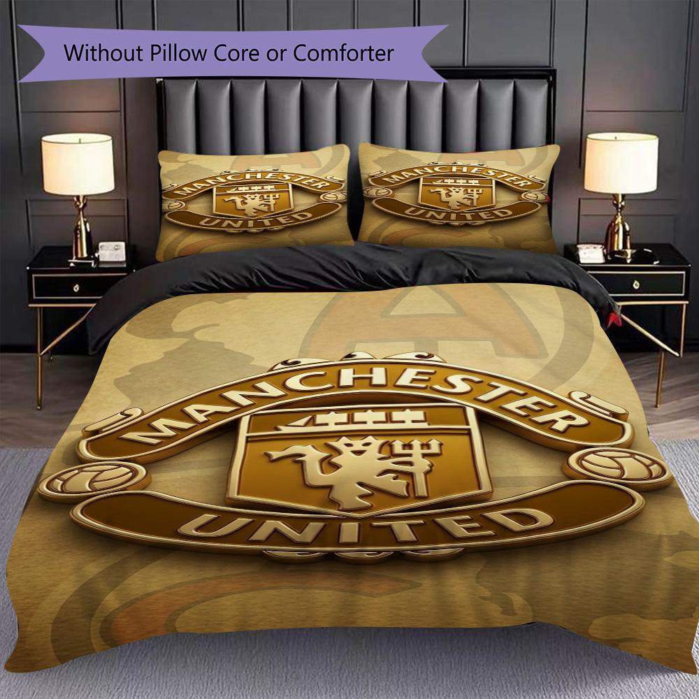 Glory Manchesters Emblematic Pride Three-piece set (1 * duvet cover + 2 * pillowcase, without core) 2D Flat Christmas birthday gift