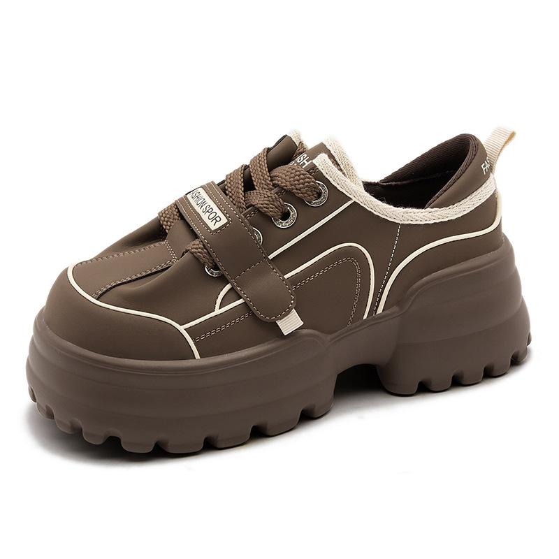 

Platform white shoes women s laces 2025 autumn and winter new black casual sports shoes pleated versatile height-increasing dad shoes 40