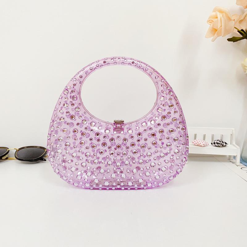 2023 New Handbag Women Transparent Summer Acrylic Bags Diamond Encrusted Evening Bags Luxury Designer Wedding Clear Bags