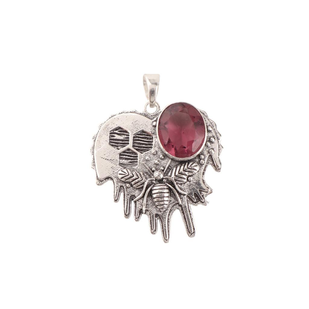 Rhodolith Edelstein 925 Sterlingsilber Handgefertigt Hochzeitsanhänger 1,49" Zum Geschenk CP-28-14