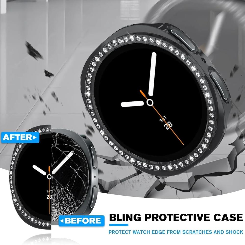 Bling Diamant Hülle für Samsung Galaxy Watch 8 40mm 44mm Zubehör Hohl PC Mauerwerk Schutz Stoßstangen Schale für galaxy watch 8 Abdeckung 46mm