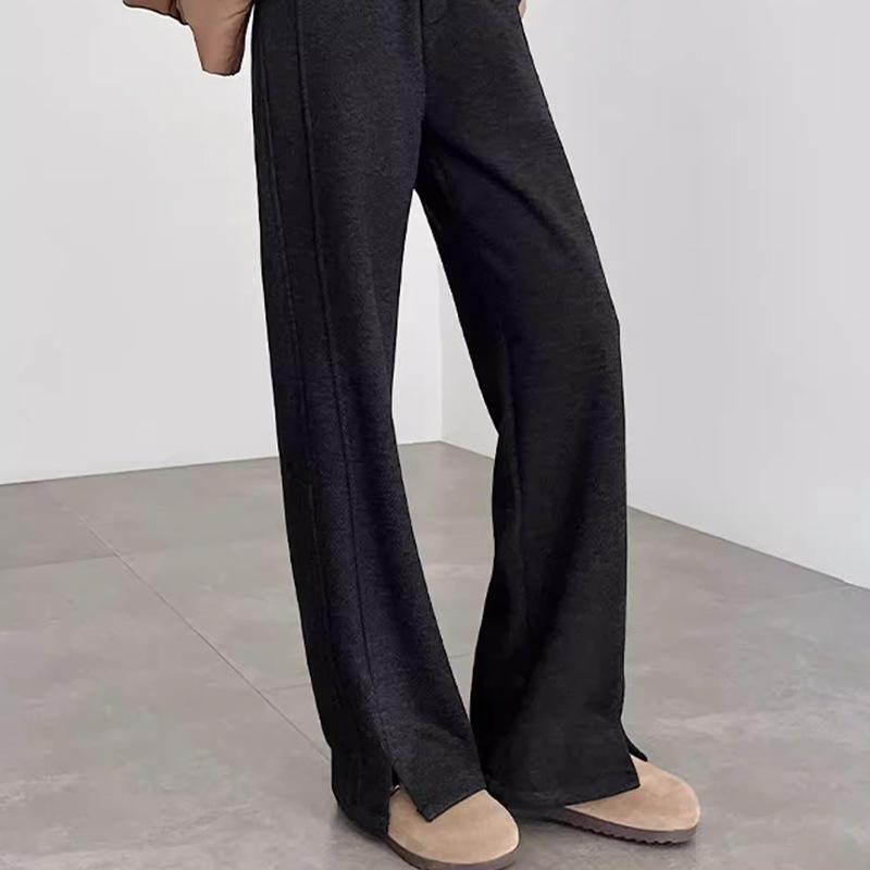 2025 Winter Women's Merino Wool Wide-Leg Velvet Pants - Petite, Thickened, Slim-Fit, Straight-Leg Design