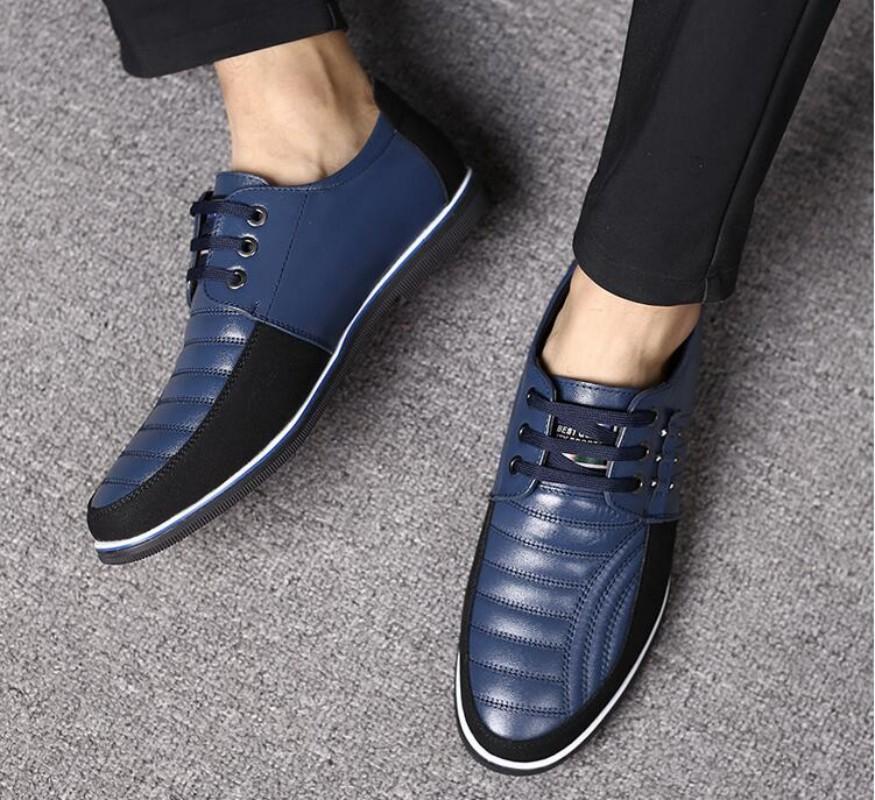 Men Leather Shoes High Quality Elastic Band Fashion Design Solid Tenacity Comfortable Men's Shoes Big Sizes 38-46