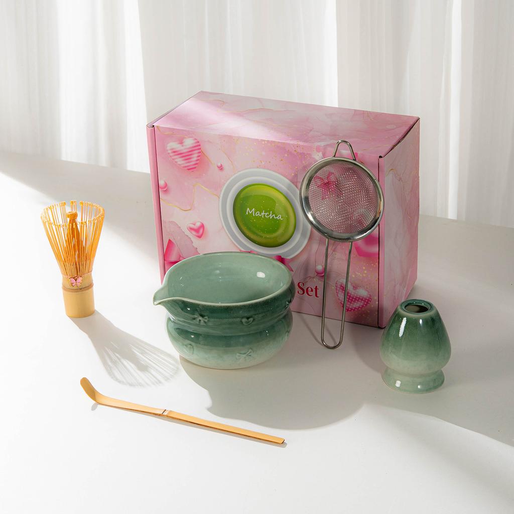 Japanese Matcha Set With Bow Pattern, Matcha Whisking Tools, Tea Set Accessories, Multiple Styles Available, Gift