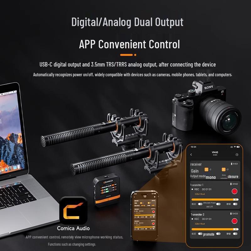 COMICA VM40 Wireless Microphone for Camera and Live Broadcast with Internal Recording Shotgun Audio.