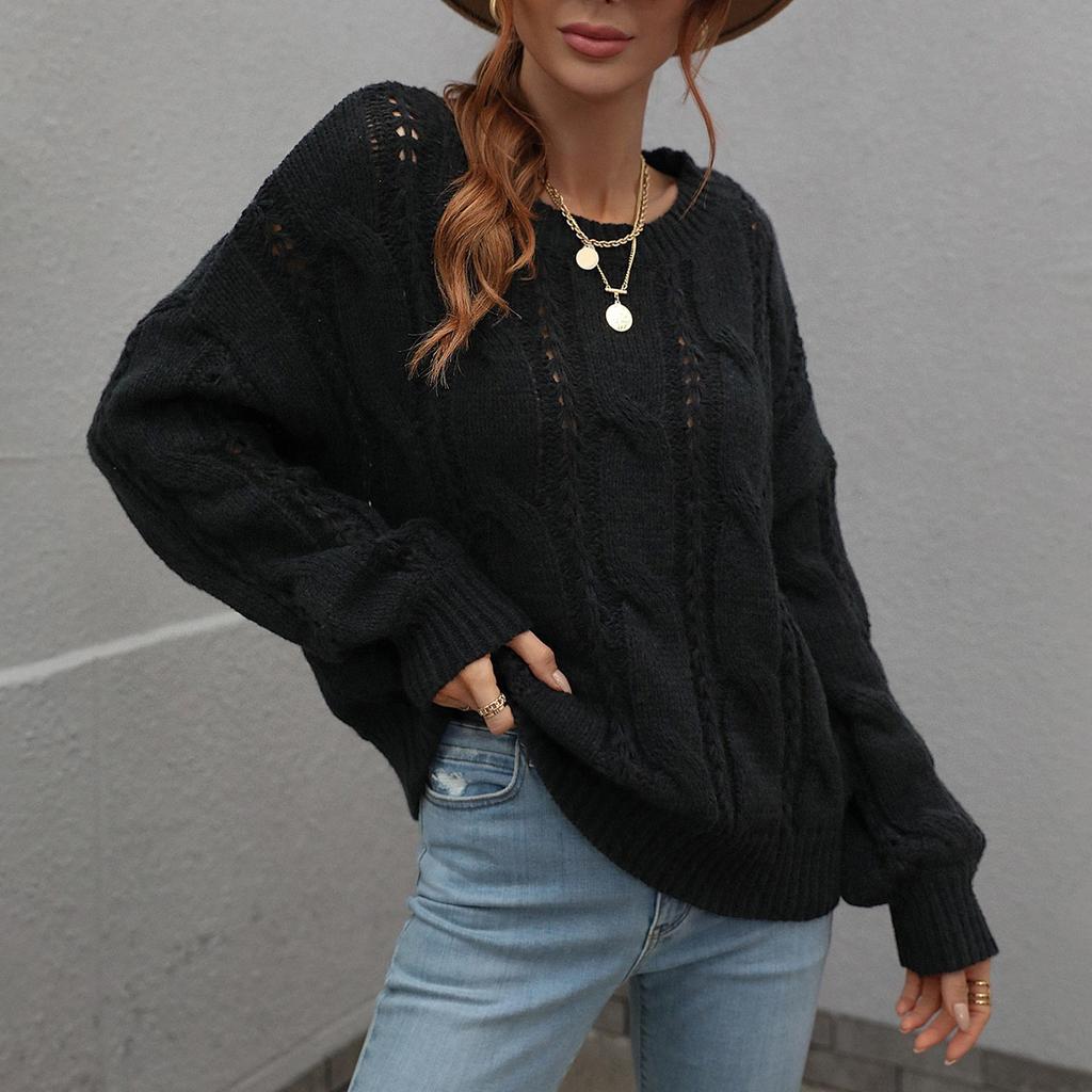 Women's And Winter Round Neck Long Sleeve Knit Sweater Pullover Sweater