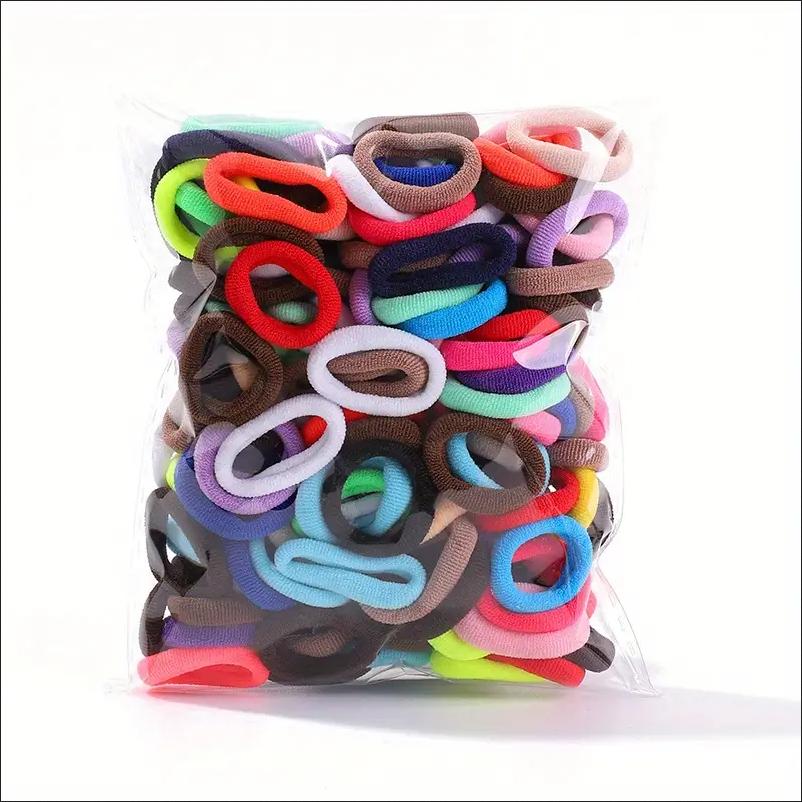 100PCS Colorful Basic Nylon Ealstic Hair Ties for Girls Children Ponytail Hold Scrunchie Rubber Band Kids Basic Hair Accessories