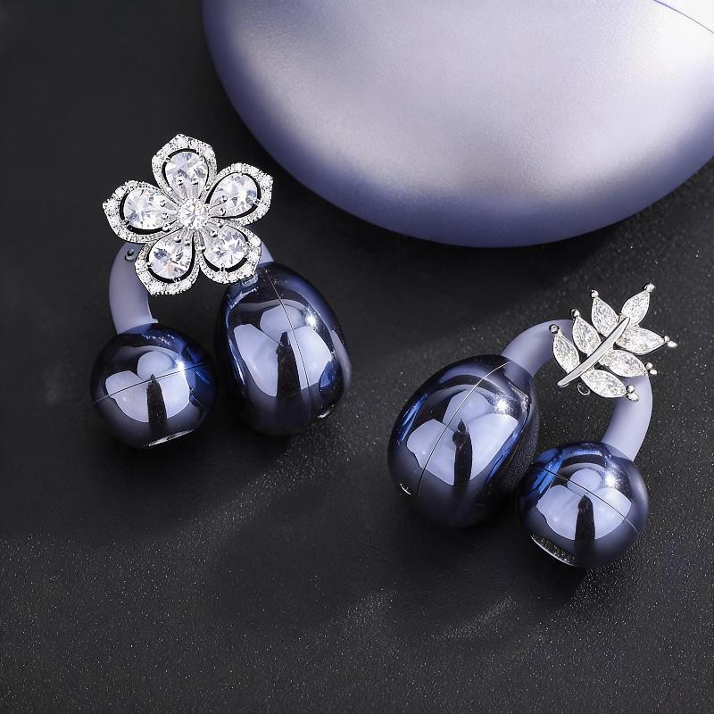 Hochwertiges Material Blume Strassstein Bluetooth Headset Clip Abnehmbar Exquisite Anti-Verlust Ohrhörer Schnalle zum Verschenken