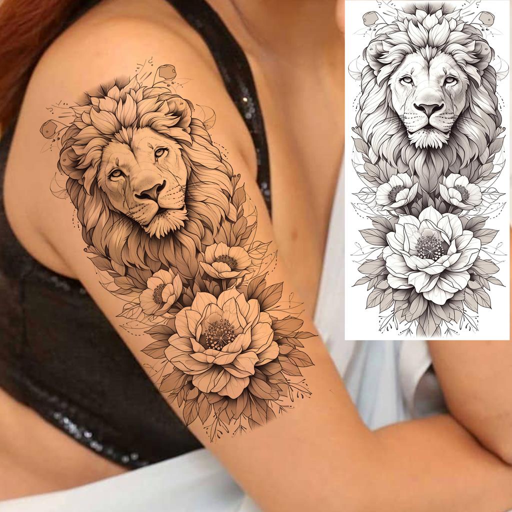 1 Sheet Realistic Fake Tiger Temporary Tattoos Sticker For Men Women Adults Water Transfer Transferable Tattoo Sleeve Waist Arm