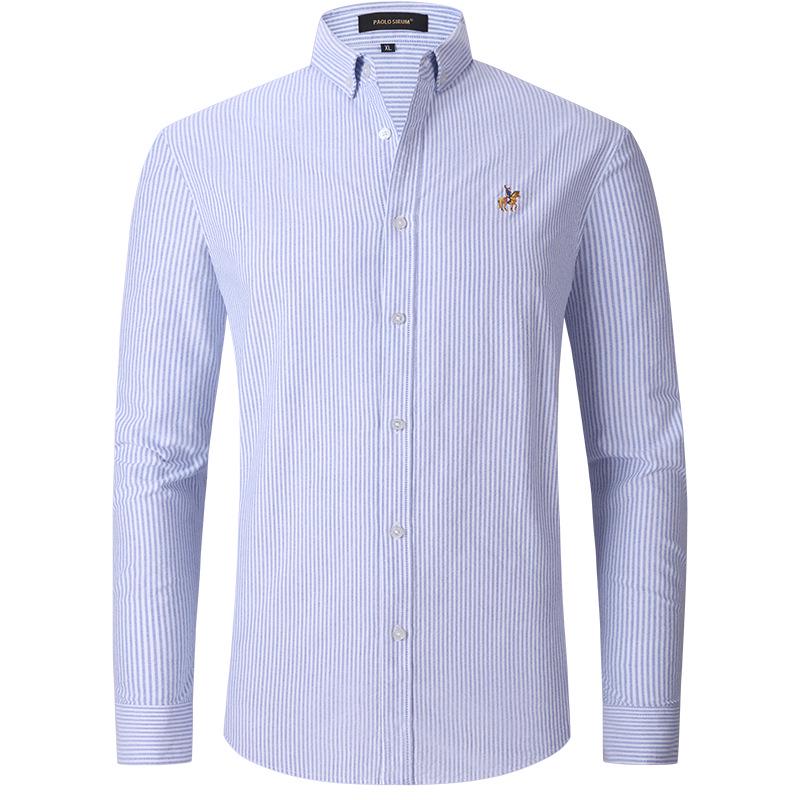 Men's European-Size Pure Cotton Oxford Long Sleeve Business Casual Shirt