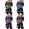 Autumn Spring Women's Bohemian Blouses Floral Print Tunic Top Colorblock Splice Scoop Neck Long Sleeve Shirts Loose Boho Casual T-Shirt