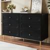 Sideboard, Kommode mit 6 Schubladen, Ovale Aussparungen, Metallfüße, Moderner Aufbewahrungsschrank für das Wohnzimmer