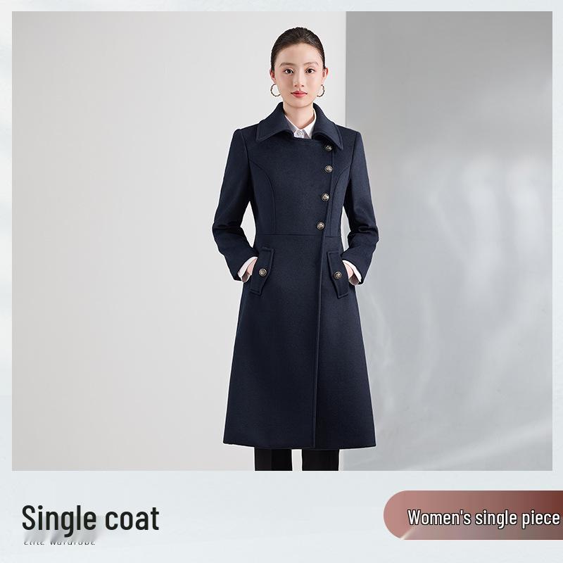 Women's Mid-Length Wool Blend Coat for Professional & Office Wear
